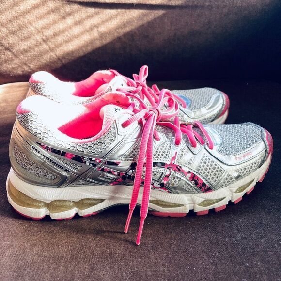 ASICS Gel Kayano 21 US US Silver Grey Pink Black running Shoe T4H7Q Womens 9 US - Picture 5 of 9